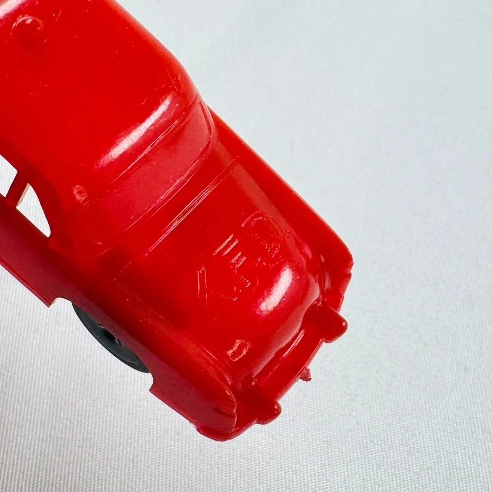 Vintage Red Plastic Fire Chief KFD and Fire Truck Set 2pc Mid Century Dime Store